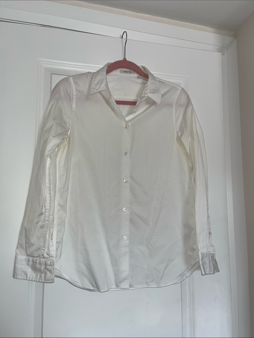 Babaton White Womens Dress Shirt - Long Sleeve Button-Up Slim fit Size S